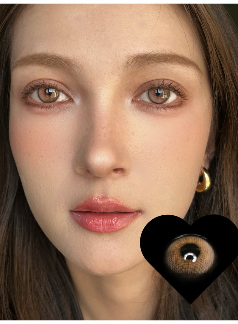 ARUWA Secret brown Lenses Yearly Colored Contact Lenses, Unisex Cosmetic Contact Lenses, Natural Fashion Lenses, 40% Water Soft Contacts,Lens Diameter 14.2mm - Image 2