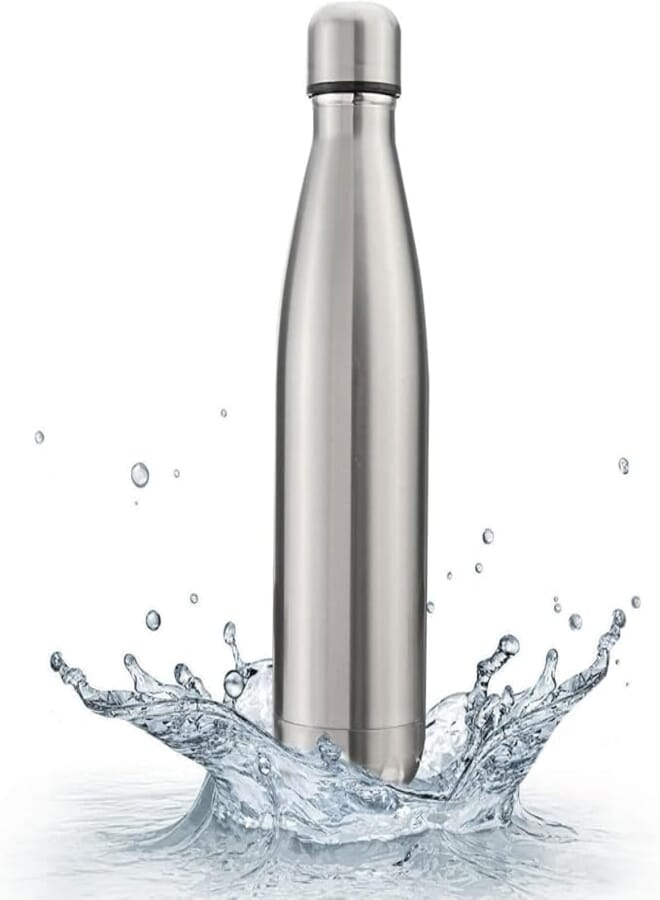REDUCK Duo DLX 500 Thermosteel Bottle, 500 ml Water Bottles, 24 Hours Hot and Cold, Easy to Carry, Easy Grip, Rust Proof, Tea, Coffee, Office, Travel Bottle, Silver