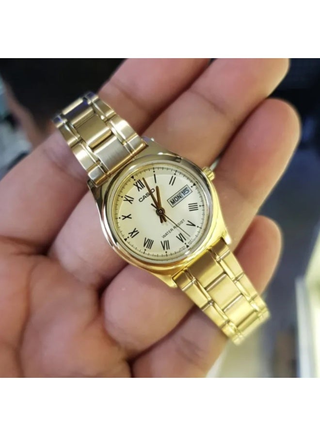 Casio LTP-V006G-9BUDF Women’s Gold-Tone Stainless Steel Analog Watch – Champagne Dial with Roman Markers - Image 3