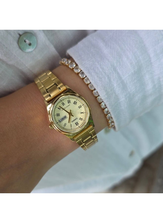 Casio LTP-V006G-9BUDF Women’s Gold-Tone Stainless Steel Analog Watch – Champagne Dial with Roman Markers - Image 4