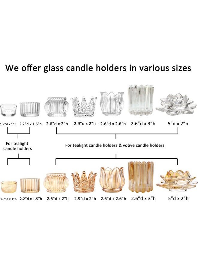 GOLDEAL 12 Pcs Clear Crown Glass Tealight Candle Holders,Votive Candle Holders Bulk,Candlestick for Wedding,Party,Dinner, Home Table Decorative. - Image 5