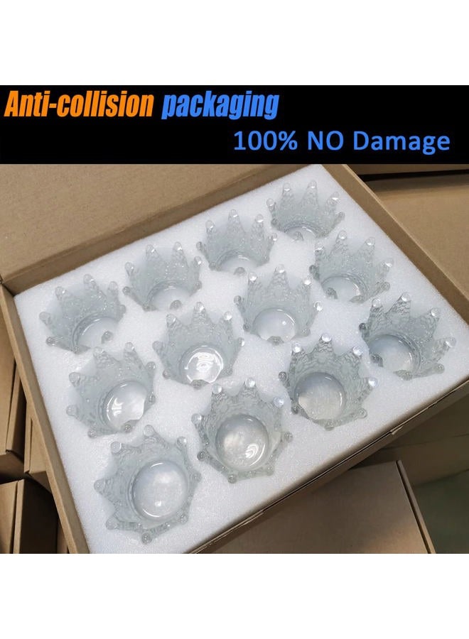 GOLDEAL 12 Pcs Clear Crown Glass Tealight Candle Holders,Votive Candle Holders Bulk,Candlestick for Wedding,Party,Dinner, Home Table Decorative. - Image 2
