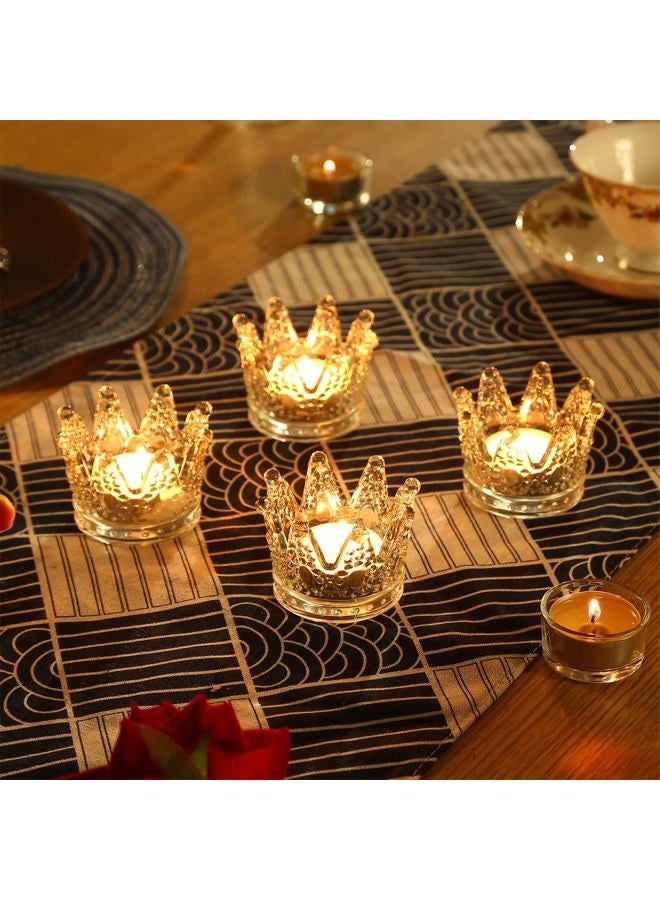GOLDEAL 12 Pcs Clear Crown Glass Tealight Candle Holders,Votive Candle Holders Bulk,Candlestick for Wedding,Party,Dinner, Home Table Decorative. - Image 1