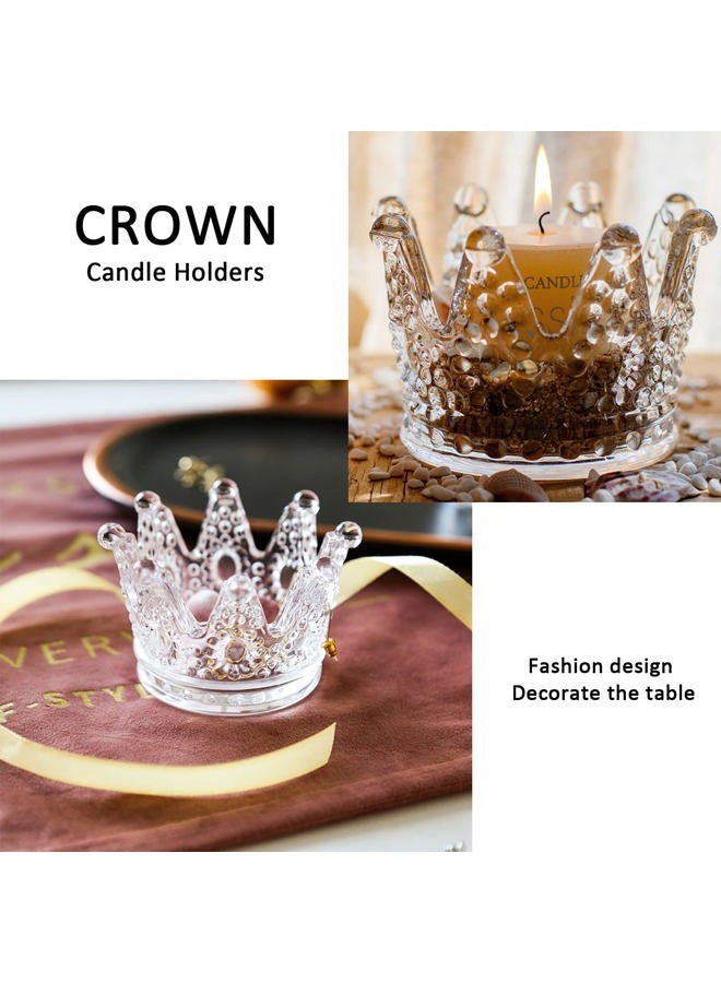 GOLDEAL 12 Pcs Clear Crown Glass Tealight Candle Holders,Votive Candle Holders Bulk,Candlestick for Wedding,Party,Dinner, Home Table Decorative. - Image 3