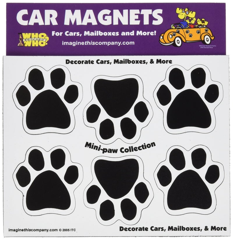Imagine This 1-3/4-Inch by 1-3/4-Inch 6 Mini Paws Car Magnet, Black - Image 1