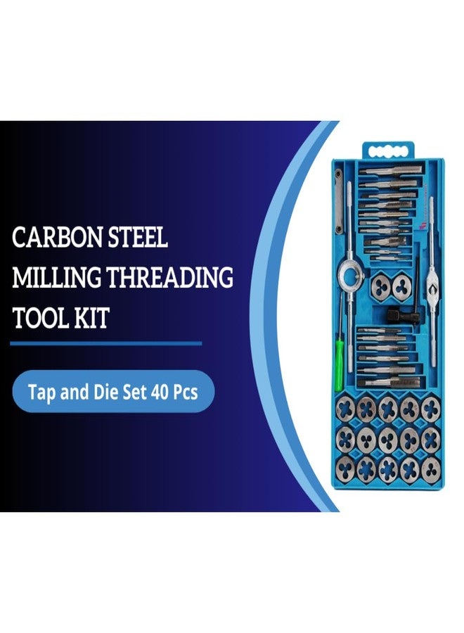 VTH WITH TAGLINE ABSOLUTE TOOLING SOLUTIONS مجموعة VTH® المكونة من 40 قطعة من أدوات اللولبة والقطع | طقم أدوات لولبة متري من الفولاذ الكربوني مع مفاتيح ربط وحقيبة | قاطع لولبة للمعادن، وإصلاح السيارات، والاستخدام المنزلي، وورش العمل - Image 2