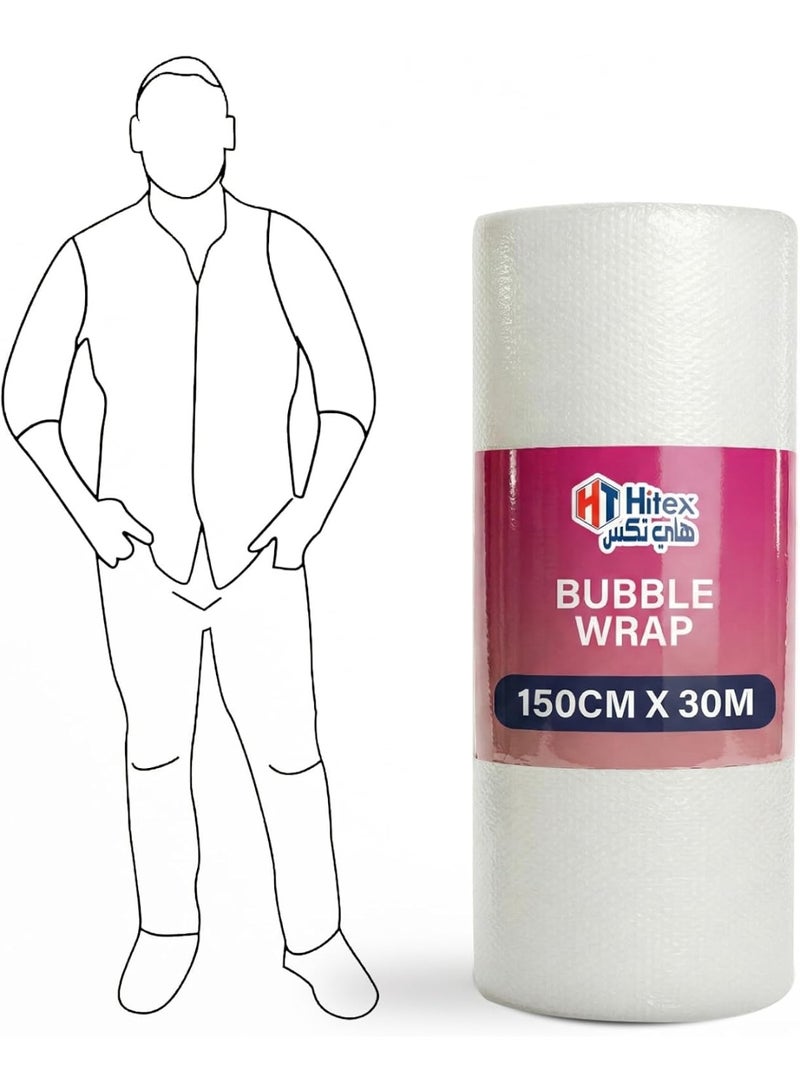 Hitex Jumbo Size Bubble Wrap Roll 150cm X 30m - Protective Packaging Wrap for Shipping, Moving, Storage – Shockproof Cushioning, Recyclable Bubble Wrap Roll (30 Metre) - Image 1