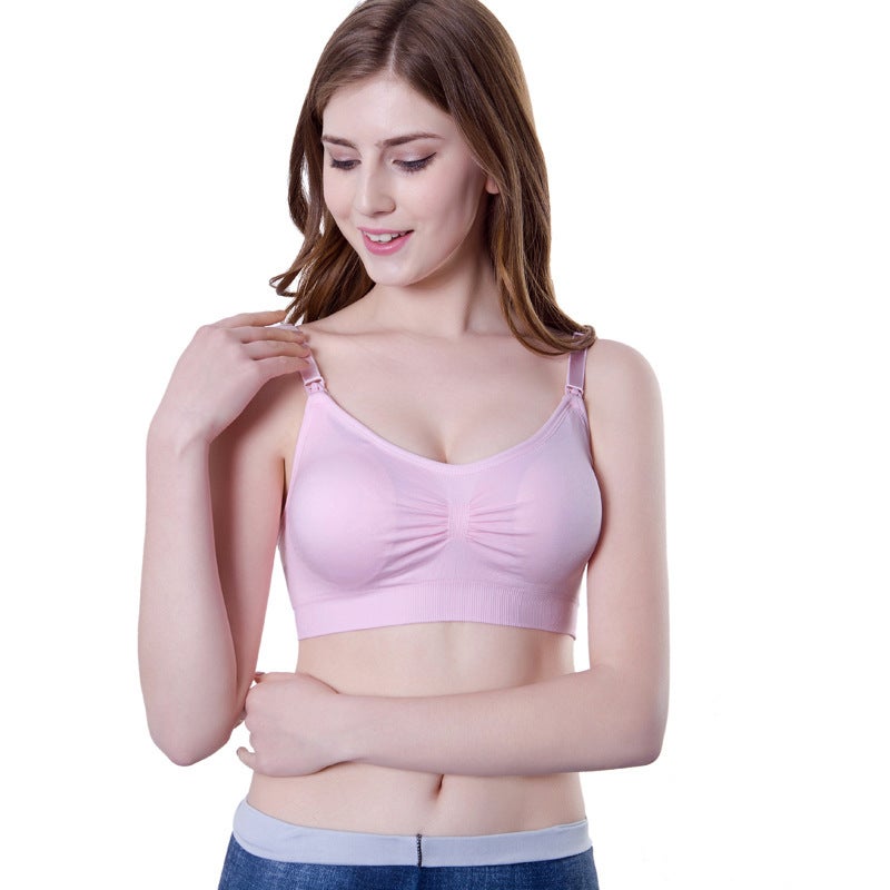 Cotton Adjustable Nursing Bra Top Buckle Wireless Underwear Pregnant Women Non-Drooping Nursing Bra With Breast Pad - Image 2