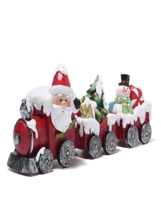 Hodao Christmas Train Figurines with Santa, Tree & Snowman – Mini Resin Tabletop Decorations for Home, Indoor Holiday Decor, Lovely Ornaments & Gift - Image 1