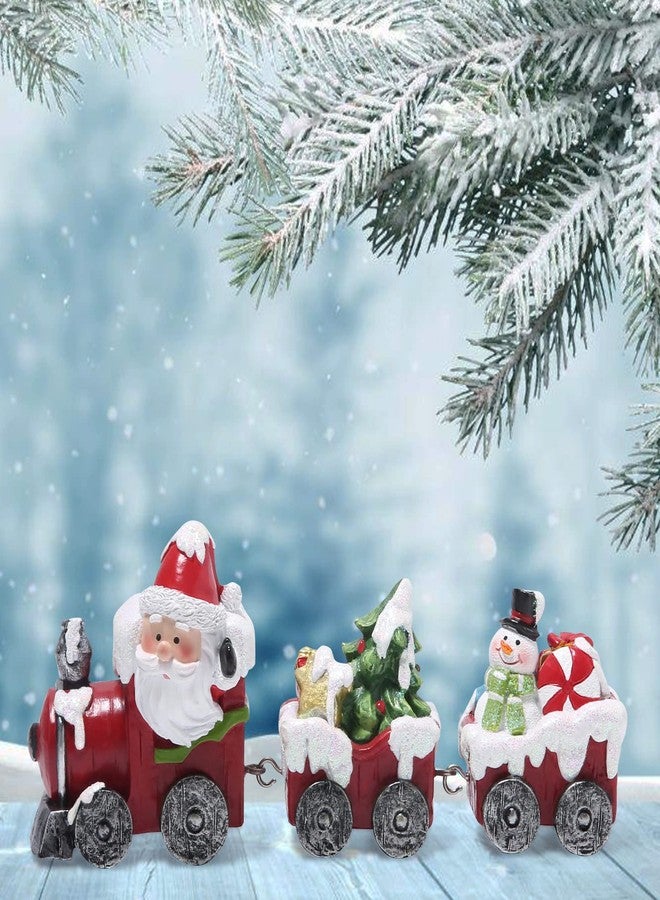 Hodao Christmas Train Figurines with Santa, Tree & Snowman – Mini Resin Tabletop Decorations for Home, Indoor Holiday Decor, Lovely Ornaments & Gift - Image 4