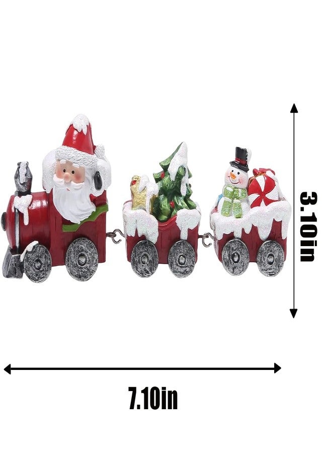 Hodao Christmas Train Figurines with Santa, Tree & Snowman – Mini Resin Tabletop Decorations for Home, Indoor Holiday Decor, Lovely Ornaments & Gift - Image 2