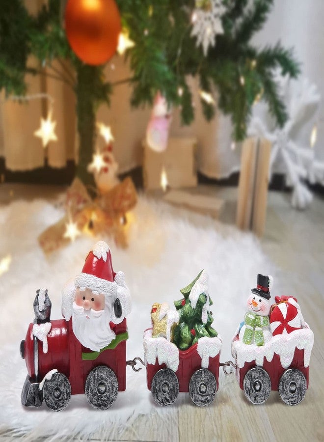 Hodao Christmas Train Figurines with Santa, Tree & Snowman – Mini Resin Tabletop Decorations for Home, Indoor Holiday Decor, Lovely Ornaments & Gift - Image 5