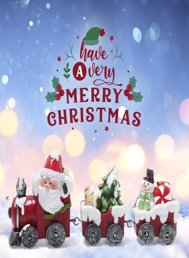 Hodao Christmas Train Figurines with Santa, Tree & Snowman – Mini Resin Tabletop Decorations for Home, Indoor Holiday Decor, Lovely Ornaments & Gift - Image 3