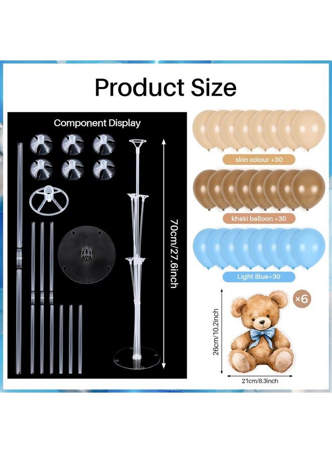 YLOLUL 6 Sets Balloon Stand Kit for Table Bear Baby Shower Tables Centerpieces with Balloon Boy Baby Shower Decorations for Bear Theme Gender Reveal Birthday Party Table Decorations Supplies (Blue Bear, 6) - Image 3