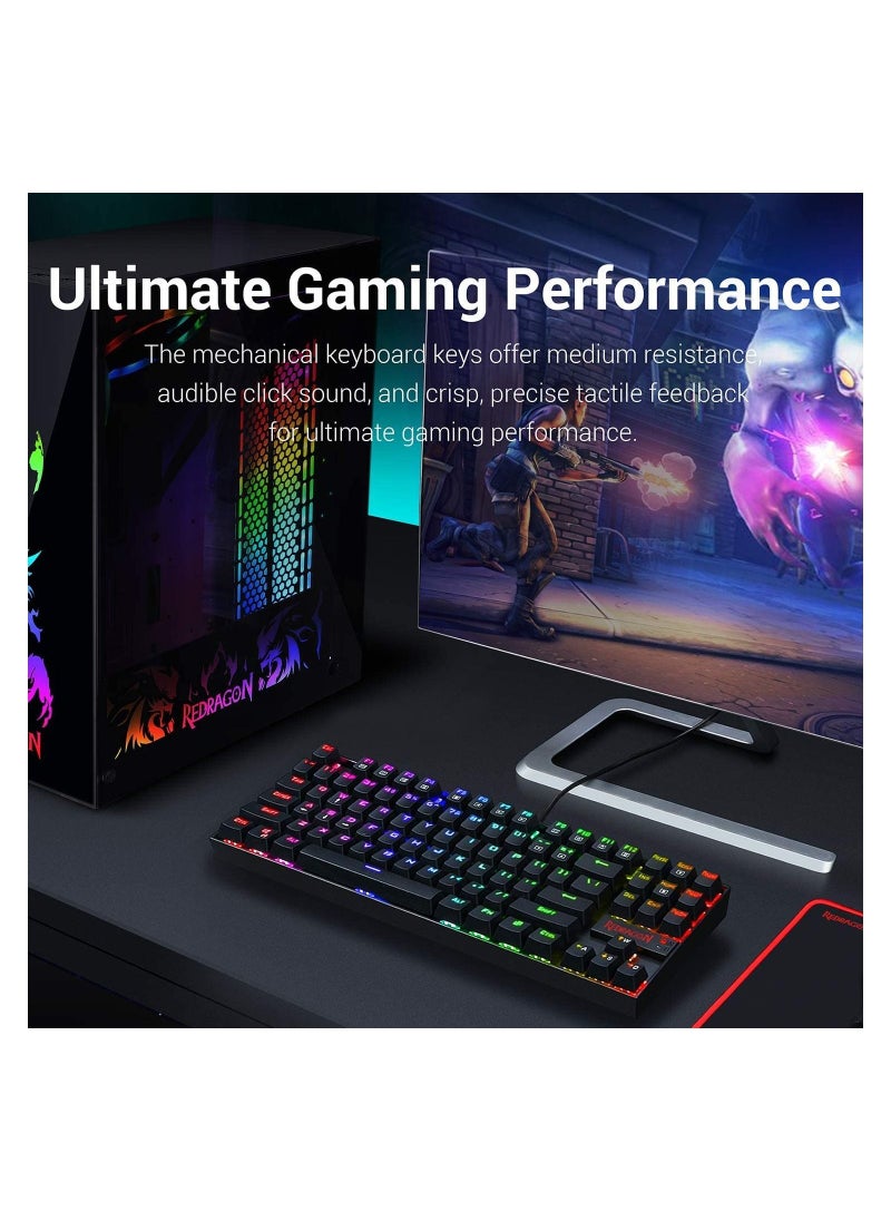 REDRAGON - REDRAGON K552 RGB black Gaming Mechanical Keyboard with Blue Switch - Image 1