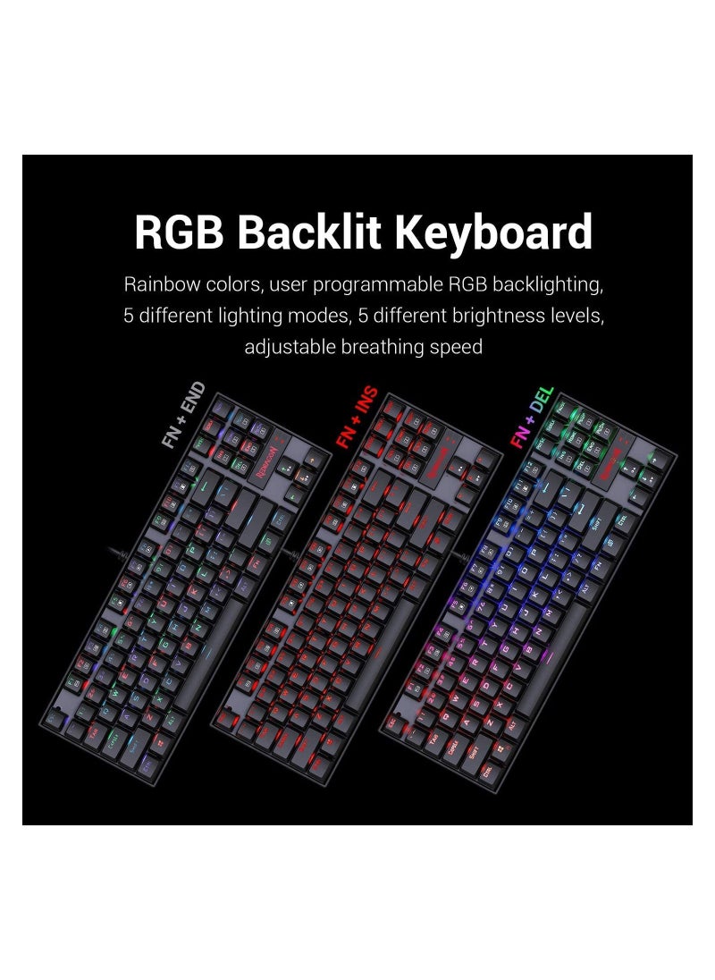 REDRAGON - REDRAGON K552 RGB black Gaming Mechanical Keyboard with Blue Switch - Image 1