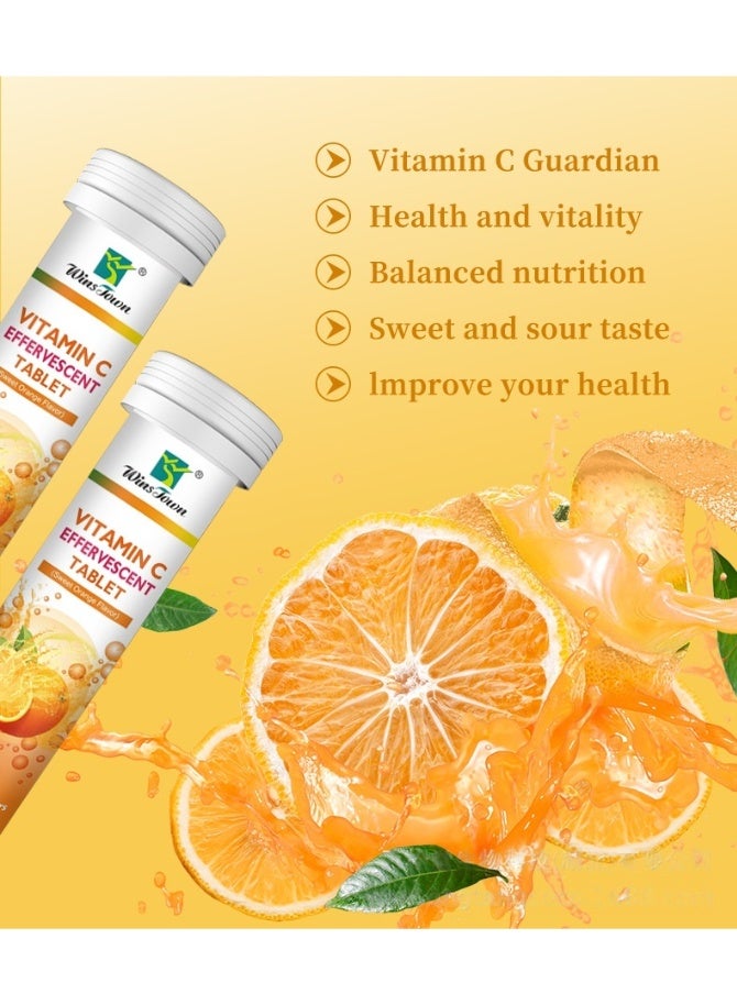 Winstown Wins Town Vitamin C Complex. Each tablet contains 24.5 mg of Vitamin C. 20 effervescent tablets. Boosts immunity. Orange flavor (4-pack). - Image 2