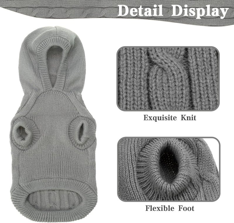 PUPTECK Winter Dog Cat Sweater - Cold Weather Clothes for Kitties & Small Dogs Indoor Outdoor Walking Warm (Grey, M: Chest Girth 13.8”, Back Length 14”) - Image 5