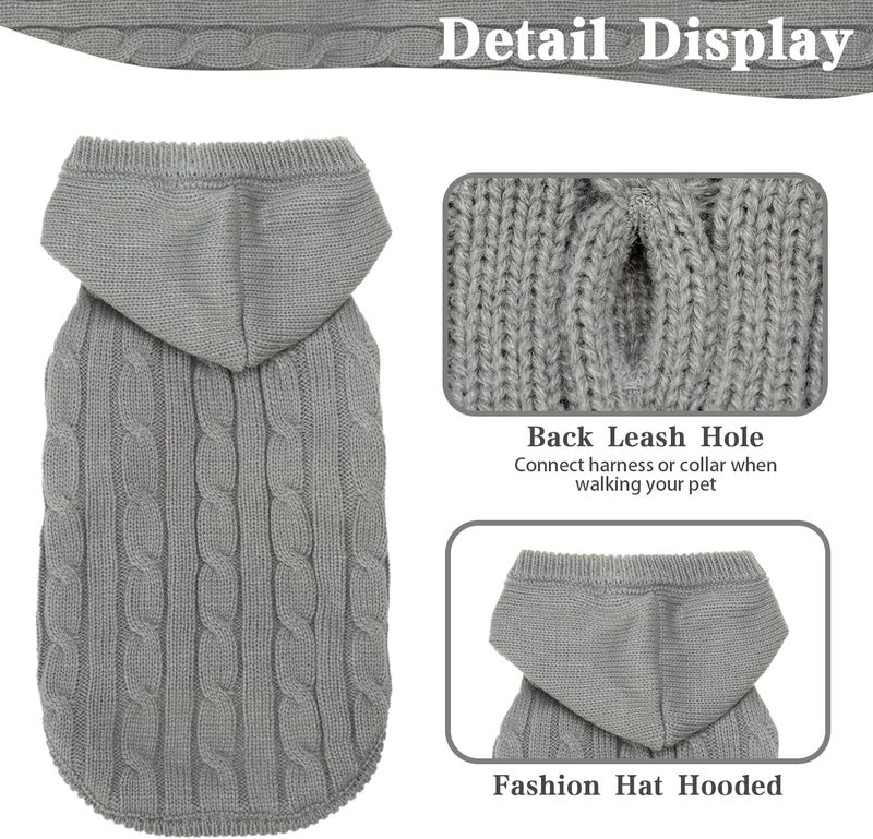 PUPTECK Winter Dog Cat Sweater - Cold Weather Clothes for Kitties & Small Dogs Indoor Outdoor Walking Warm (Grey, M: Chest Girth 13.8”, Back Length 14”) - Image 4