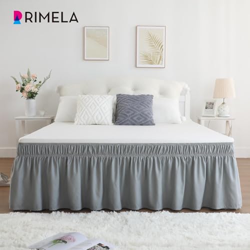 RIMELA Grey Queen Size Bed Skirt 15 Inch Drop,Elastic Bed Skirting, Light Gray Bedskirt for Adjustable Bed Base and Frame, Lightweight Wrap Around Dust Ruffle - Image 4