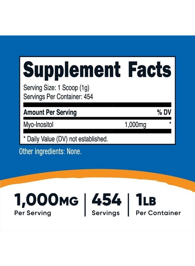 Nutricost مسحوق إينوزيتول 1 رطل (454 جرام) - خالي من الجلوتين وغير معدّل وراثيًا - Image 2