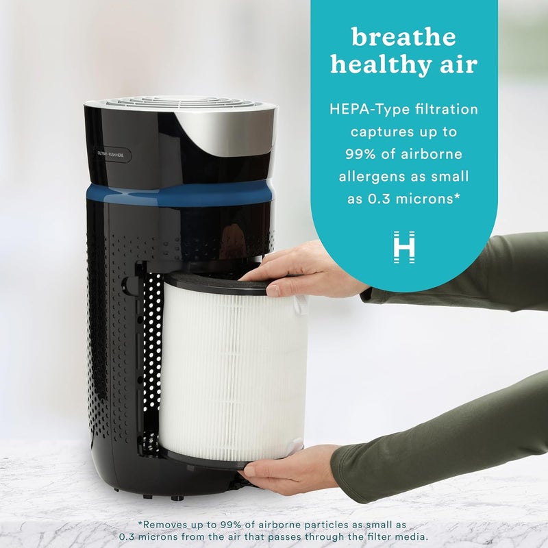 HoMedics فلتر استبدال هواء تنقية هوميدكس توتال كلين 3 في 1 من نوع HEPA يعمل مع أجهزة تنقية الهواء هوميدكس APT20 وAPT20WT وAPT22 يلتقط الجسيمات الهوائية المجهرية - Image 2