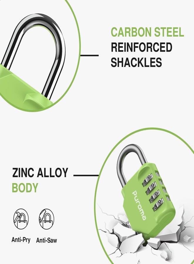 Puroma 2 Pack Combination Lock for Locker 4 Digit Outdoor Waterproof Padlock for School, Gym, Sports, Fence, Toolbox, Gate, Case, Outdoor, Hasp Storage, Cabinets (Yellow-Green) - Image 4