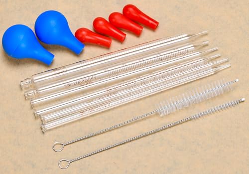HOAOH 6 Pieces Glass Pipettes 10ml 5ml 3ml 2ml 1ml 0.5ml Glass Graduated Dropper Pipette for School, Students, Transfer for Liquid Essential Oil - Image 5