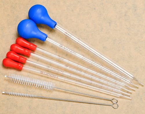 HOAOH 6 Pieces Glass Pipettes 10ml 5ml 3ml 2ml 1ml 0.5ml Glass Graduated Dropper Pipette for School, Students, Transfer for Liquid Essential Oil - Image 2