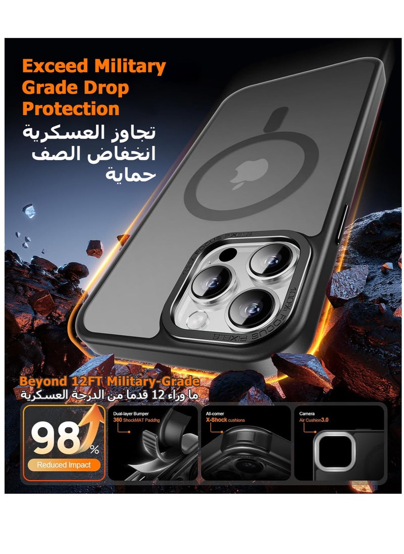 Eligo - iPhone 12 Pro Max Magnetic MagSafe Case,【Full Shockproof Protection】Translucent Matte Back, Slim Phone Cover with Strong Magnet for Apple 12 Pro Max (2020)(Black) - Image 1