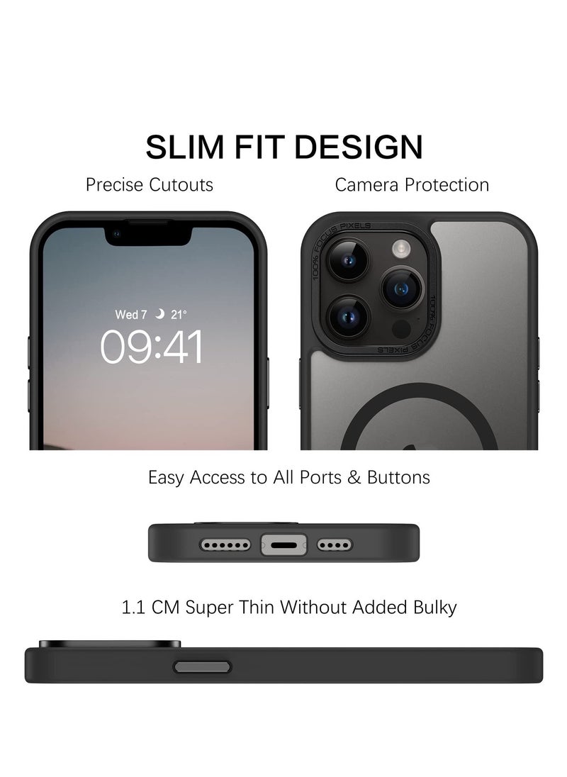Eligo - iPhone 12 Pro Max Magnetic MagSafe Case,【Full Shockproof Protection】Translucent Matte Back, Slim Phone Cover with Strong Magnet for Apple 12 Pro Max (2020)(Black) - Image 1