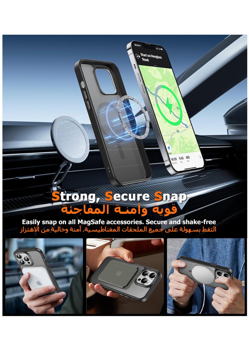 Eligo - iPhone 12 Pro Max Magnetic MagSafe Case,【Full Shockproof Protection】Translucent Matte Back, Slim Phone Cover with Strong Magnet for Apple 12 Pro Max (2020)(Black) - Image 1