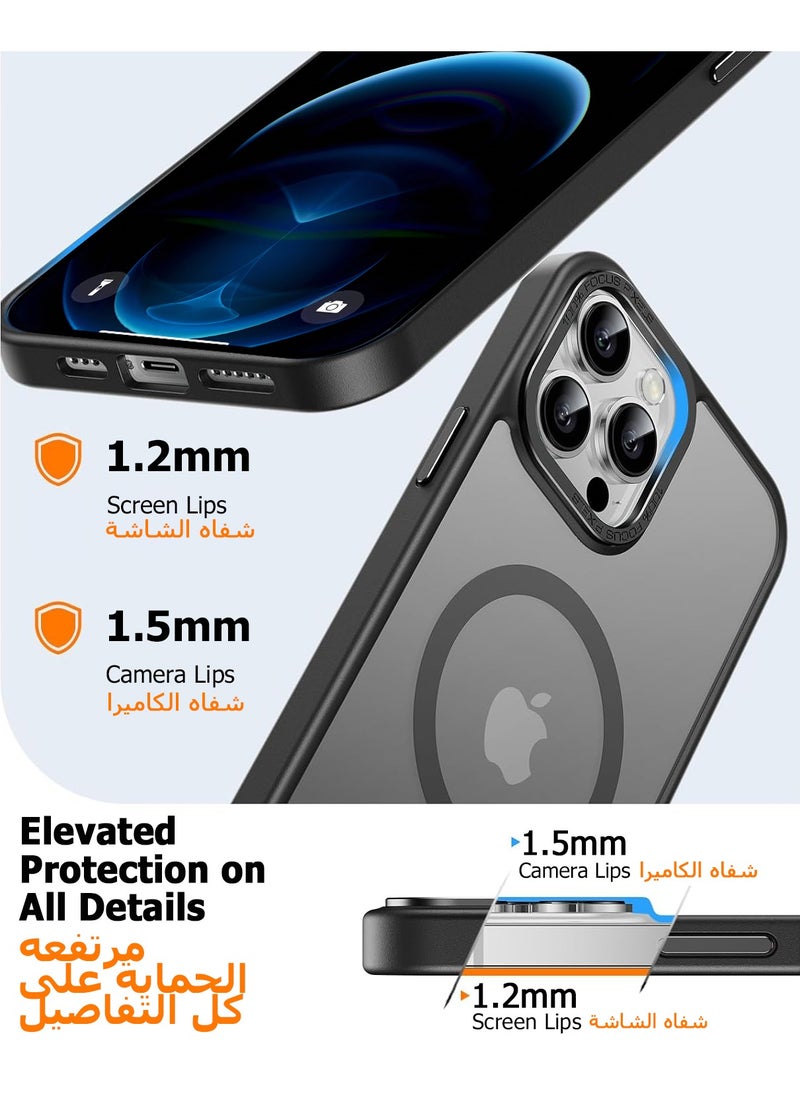 Eligo - iPhone 12 Pro Max Magnetic MagSafe Case,【Full Shockproof Protection】Translucent Matte Back, Slim Phone Cover with Strong Magnet for Apple 12 Pro Max (2020)(Black) - Image 1