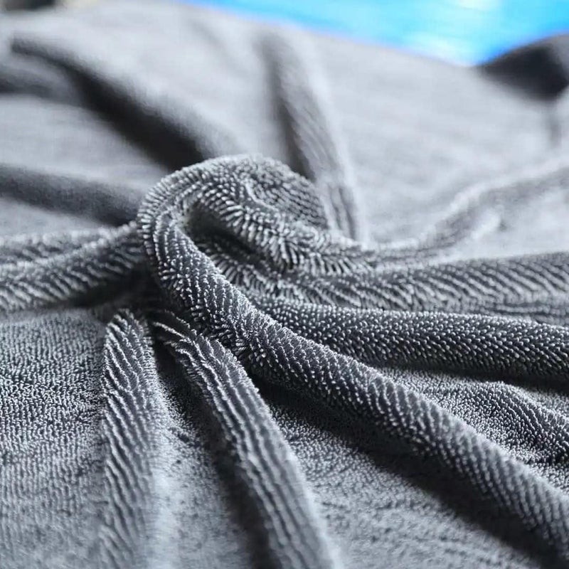 أيه بي دي منشفة تنظيف من الألياف الدقيقة الماصة من بحجم GSM مخصص ومنشفة تجفيف ذات حلقات ملتوية لتلميع السيارات (رمادي غامق) - Image 3