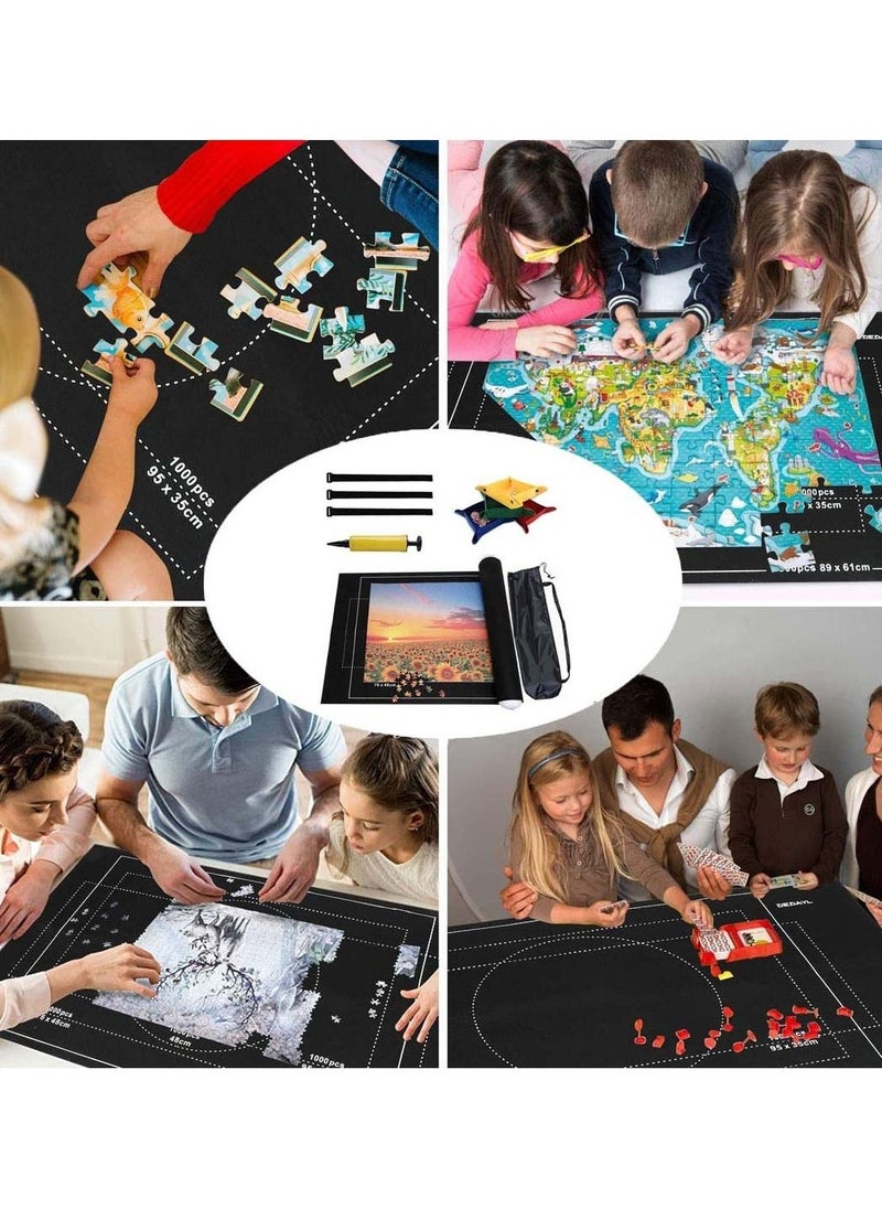 Generic - Jigsaw Puzzles For Adults Store and Transport Jigsaw Puzzles Up to 1500 Pieces Puzzle Roll Up Mat Environmental Friendly Material Inflatable Tube and 3 Elastic Fasteners - Image 1