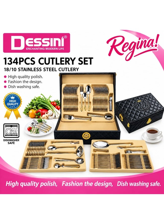 Dessini 148Pcs Cutlery Set Silver/Gold - Image 1