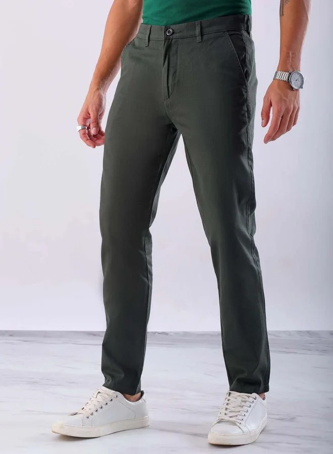 HARDSODA Men Slim Fit Solid Mid-Rise Chinos