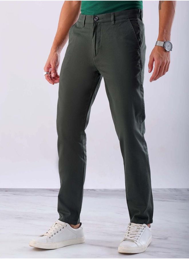 HARDSODA Men Slim Fit Solid Mid-Rise Chinos  - Image 3