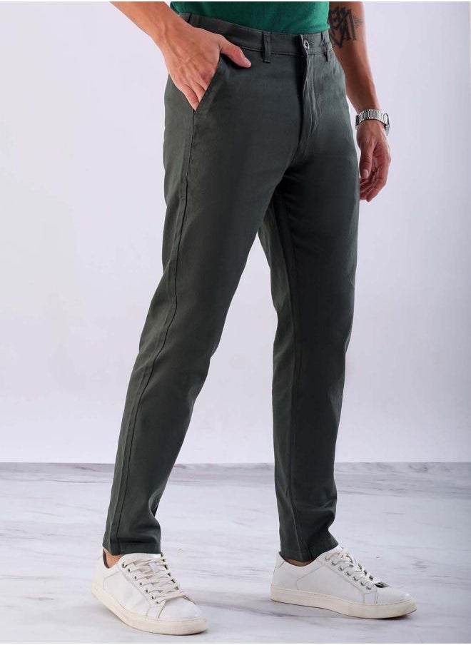 HARDSODA Men Slim Fit Solid Mid-Rise Chinos  - Image 4