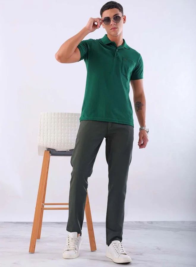 HARDSODA Men Slim Fit Solid Mid-Rise Chinos