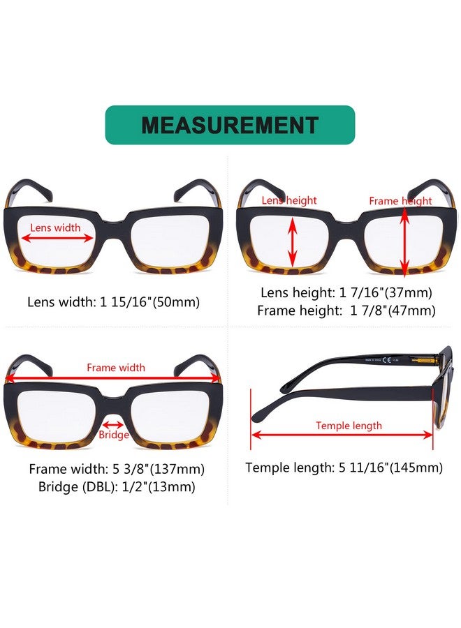 Eyekepper Stylish Reading Glasses Women Oversized Square Readers Black/Tortoise +1.50 - Image 3