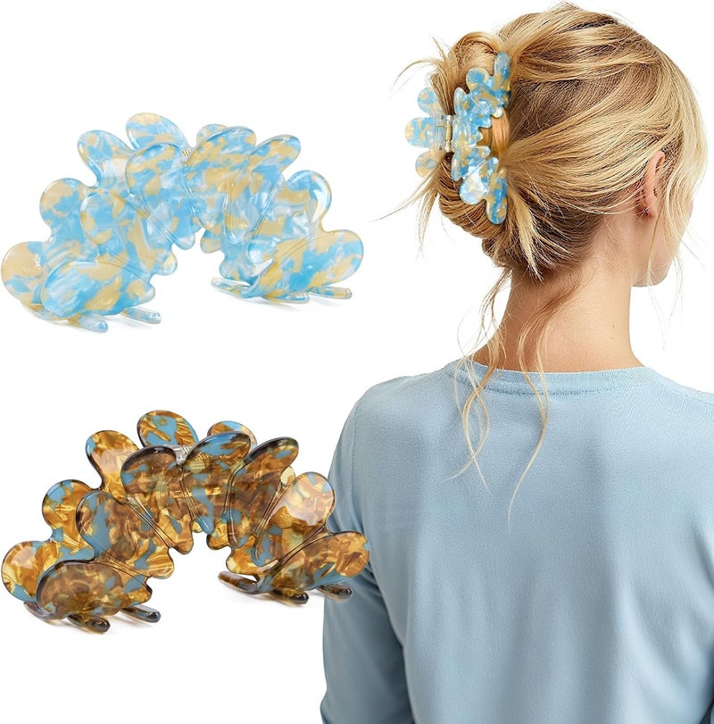 Aileam 2 Pack Hair Claw Clips Women Large Tortoise Hair Clip French Design Barrettes Celluloid Leopard Print Accessories Jaw Clips for Thick Hair - Image 1