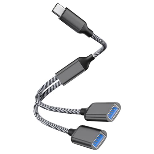 Sooiiyu USB C Male to Dual USB Female Adapter, USB Splitter, Type C OTG Adapter, Dual Port Hub, Compatible with iPhone 15 Max, MacBook Pro, iPad Air, Surface GO, Xbox One - Image 1