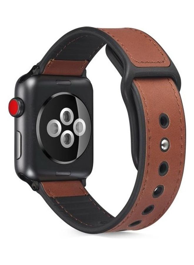 NIBEMINENT Replacement Watchband For Apple Watch Series 7 41mm/6 & SE 5 4 40mm/3 2 1 38mm Dark Brown - Image 1