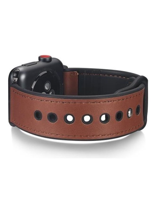 NIBEMINENT Replacement Watchband For Apple Watch Series 7 41mm/6 & SE 5 4 40mm/3 2 1 38mm Dark Brown - Image 3
