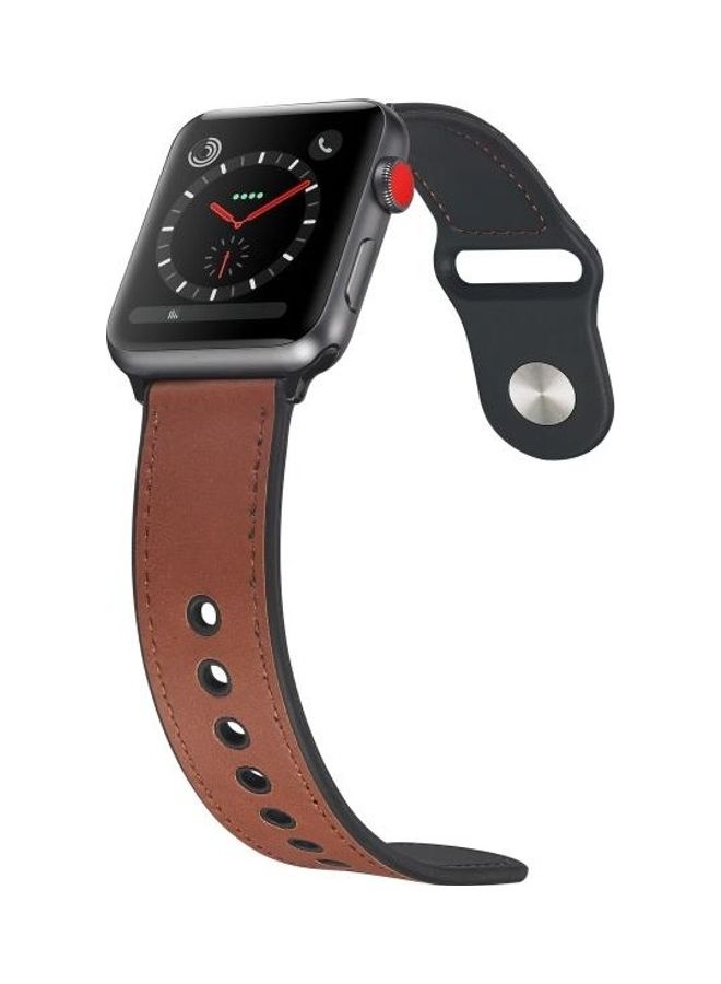 NIBEMINENT Replacement Watchband For Apple Watch Series 7 41mm/6 & SE 5 4 40mm/3 2 1 38mm Dark Brown - Image 4