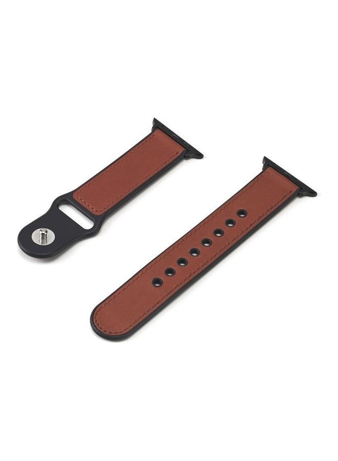 NIBEMINENT Replacement Watchband For Apple Watch Series 7 41mm/6 & SE 5 4 40mm/3 2 1 38mm Dark Brown - Image 2