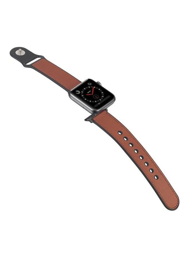 NIBEMINENT Replacement Watchband For Apple Watch Series 7 41mm/6 & SE 5 4 40mm/3 2 1 38mm Dark Brown - Image 5