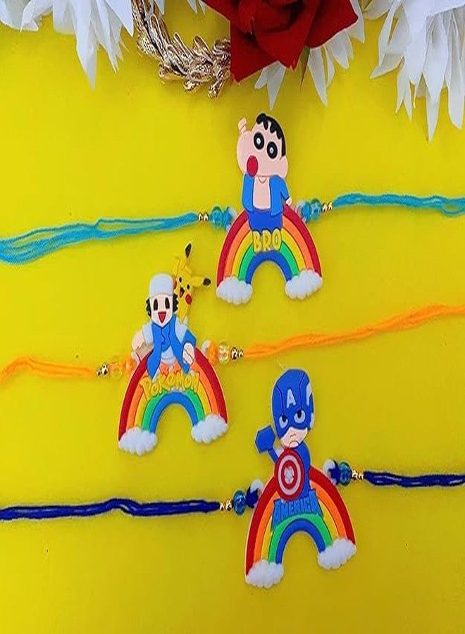 Evisha 2 Pcs LED Assorted Cartoon Character Rakhi Set Combo For Kid Children Rakhi For Kids|Rakhi Bracelet|Kids Rakhi| Rakhi For Brother| Gift Combo Set Luma Roli Chawal Packet Bracelet - Image 3