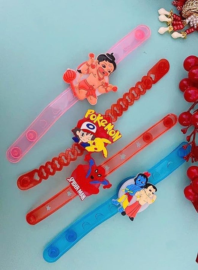 Evisha 2 Pcs LED Assorted Cartoon Character Rakhi Set Combo For Kid Children Rakhi For Kids|Rakhi Bracelet|Kids Rakhi| Rakhi For Brother| Gift Combo Set Luma Roli Chawal Packet Bracelet - Image 4